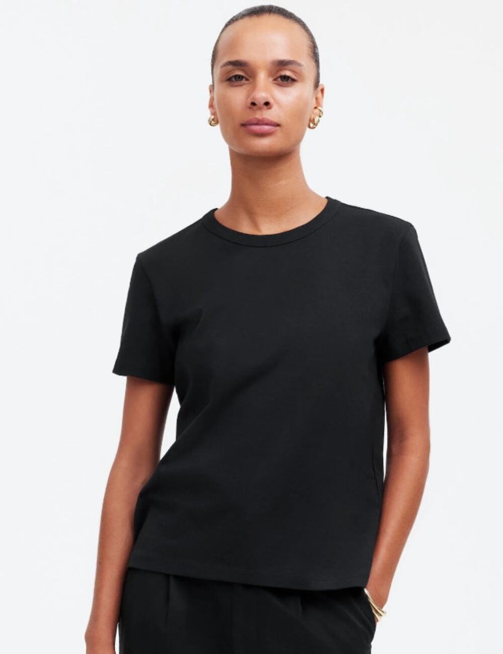 Madewell The Cotton Perfect Crewneck Tee WMNS S Black Short Sleeve Allday Jersey